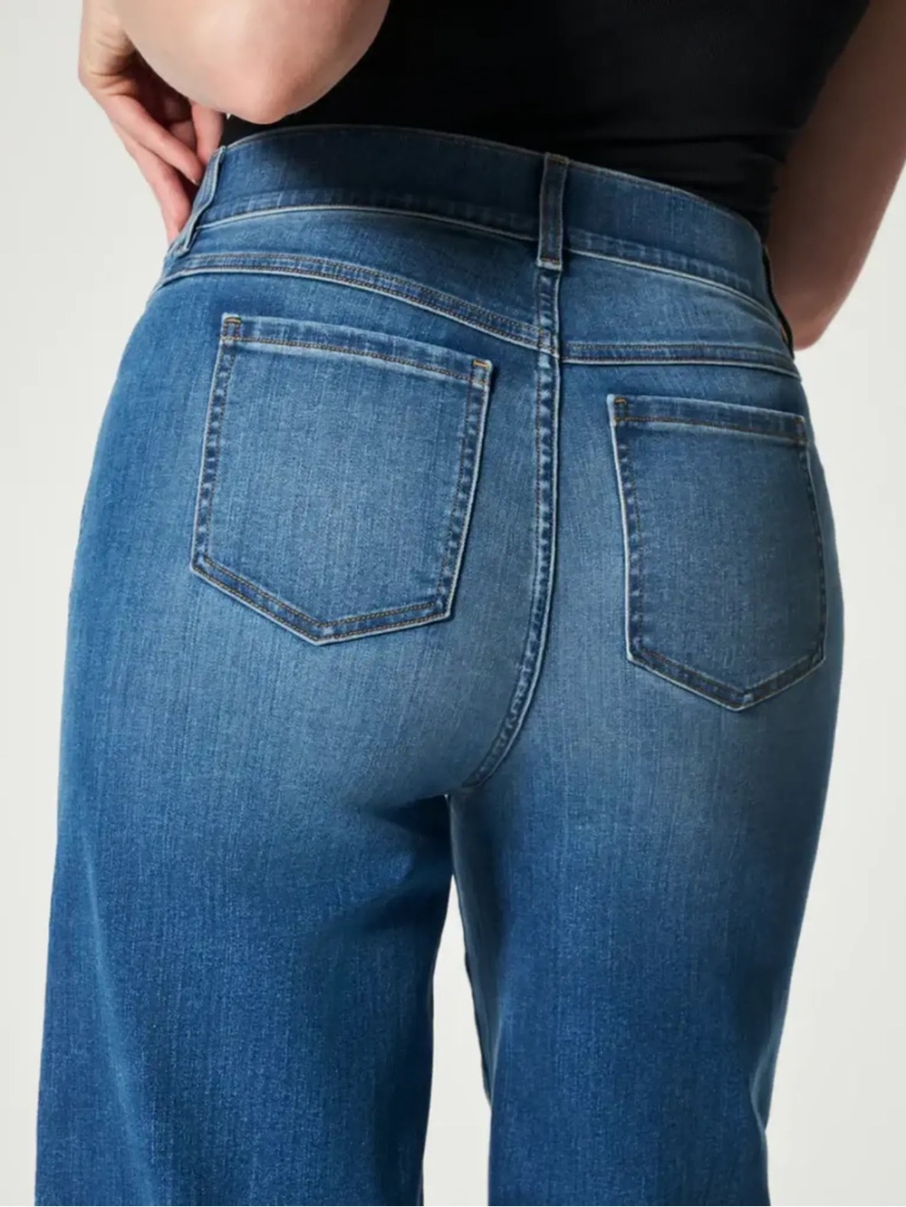 Spanx Shape Seamed Front Wide Leg Jeans Vintage Indigo Size XS Petite - Picture 5 of 16